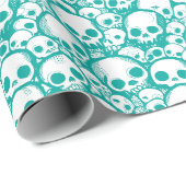 Faltpapier für aquamarines Schädelmuster Geschenkpapier (Rolleneckpunkt)