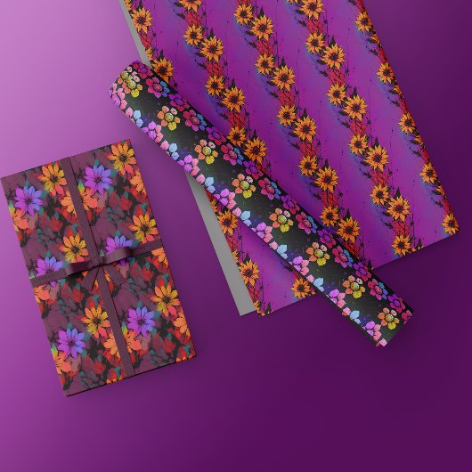 Faltpapier für das Blumengeflecht. Vintage Blume Geschenkpapier Set