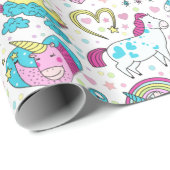 Faltpapier für das Muster "Unicoron Doodle" Geschenkpapier (Rolleneckpunkt)