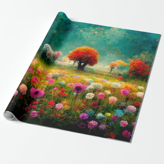 Faltpapier für die Blumenmuster Geschenkpapier (Ungerollt)