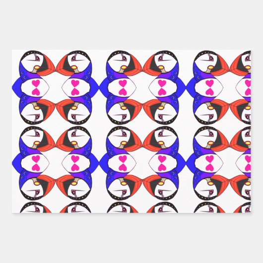 Faltpapier für die Puffin-Liebe für jeden Anlass Geschenkpapier Set (Vorderseite)