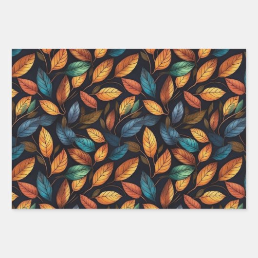 Faltpapier für Herbstblätter Geschenkpapier Set (Vorderseite 2)