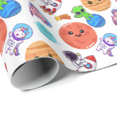 Faltpapier für niedliche Weltraummuster Geschenkpapier (Rolleneckpunkt)