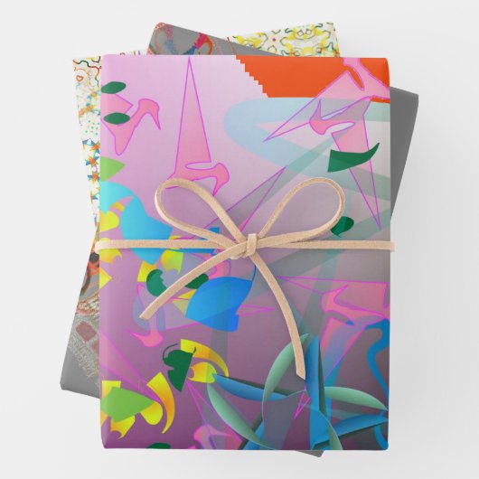 Faltpapier für Schwestern, flache Bleche, Set 3 Geschenkpapier Set (Beispiel)