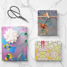 Faltpapier für Schwestern, flache Bleche, Set 3 Geschenkpapier Set