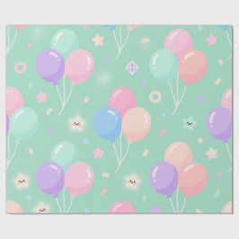 Faltpapier "Pastell Green Kindergeburtstag" Geschenkpapier
