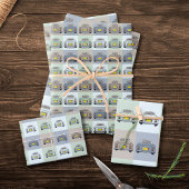 Faltpapierblätter zum Muster von Autos Geschenkpapier Set