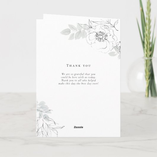 Faltprogramm für botanische Foliage Sketch Dankeskarte (Rückseite)