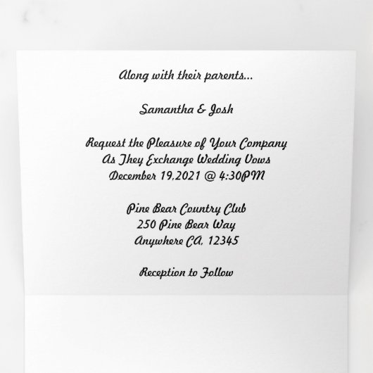 Faltprogramm für dreiseitige Buchstaben Dreifach-gefaltete Programmkarte (Innen Erste Seite)