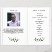 Faltprogramm Trauerfeier, Olivenkranz & Silber Flyer (Hinten)