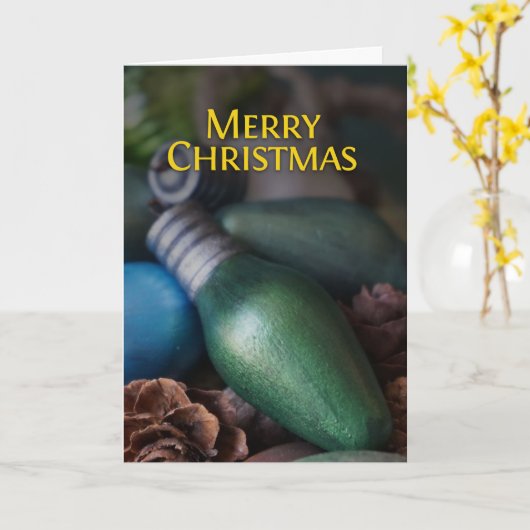 Faltschachtel aus grünem Holz - Weihnachtskarte Karte (Gelbe Blume)