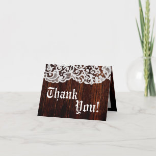 Faltschachtel: Country Dark Barn Wood Lace Dankeskarte