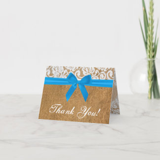 Faltschachtel dank Karte Blue Burlap Lace