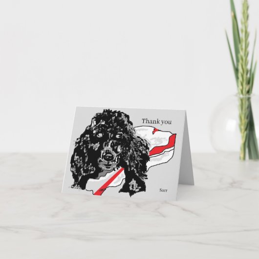 Faltschachtel-Dankeschön-Karte Zeichnend Poodle Dankeskarte (Vorderseite)