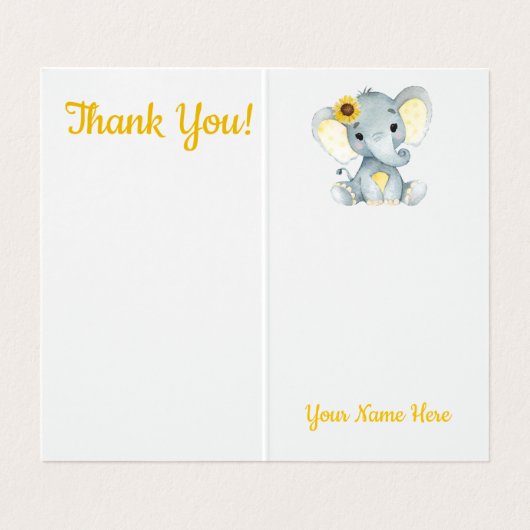 Faltschachtel Dankeschön Karten Elefanten Sonnenbl (Innenseite Aufgefaltet)