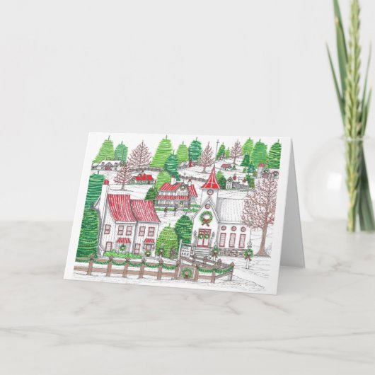 Faltschachtel für das Weihnachtsdorf-12x18 Dankeskarte (Vorderseite)