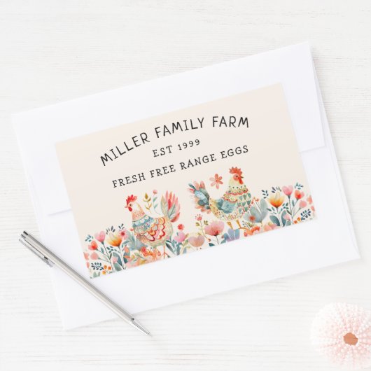 Faltschachtel für Folk farbiges Hühnereichen Rechteckiger Aufkleber (Umschlag)