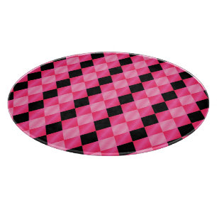 Faltschachtel Harlequin, rosa-schwarz-RUNDE-SCHNIT Schneidebrett