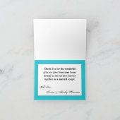 Faltschachtel mit der Aquamarinen Linienführung Om Dankeskarte (Innenseite)