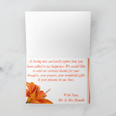 Faltschachtel: Orange Tiger Lilly mit Streifen Dankeskarte (Innenseite)