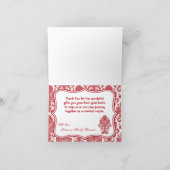 Faltschachtel: Red Crimso White Damask Lace Dankeskarte (Innenseite)