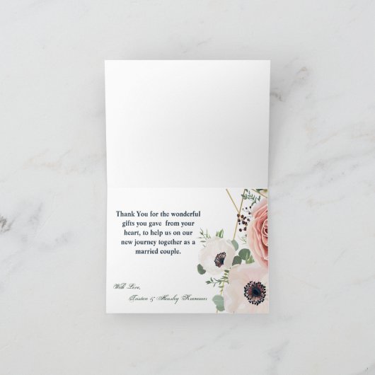 Faltschachtel: Rose Geometric Garden Anemon Dankeskarte (Innenseite)