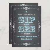 Faltschachtel Sip and See Baby BoyInvitation Einladung (Vorne/Hinten)