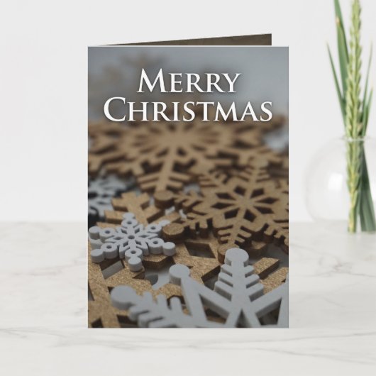 Faltschachtel White and Gold Snowflake Weihnachtsk Karte (Vorderseite)