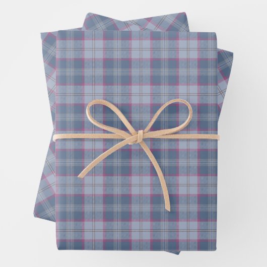 Faltschachteln aus Pastellblau und Rosa Tartan Geschenkpapier Set (Beispiel)