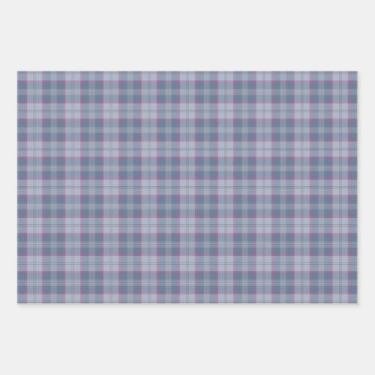 Faltschachteln aus Pastellblau und Rosa Tartan Geschenkpapier Set (Vorderseite)