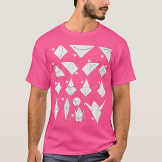 Faltschritte Papierkran Origami T-Shirt