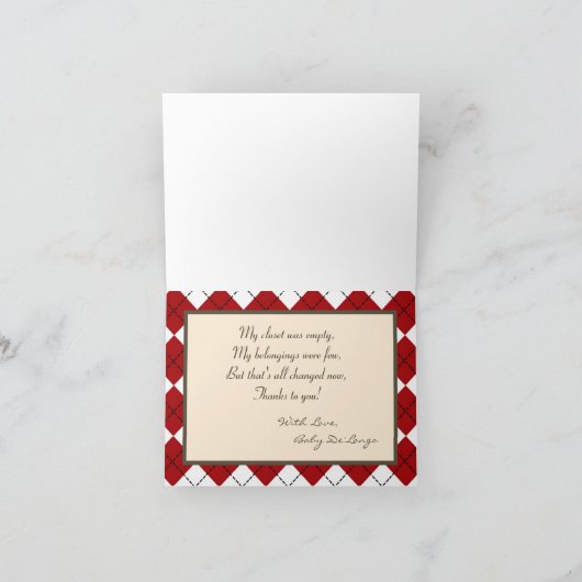 Faltt Dank Karte Red Sock Affe Raute (Innenseite)