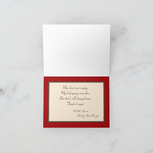 Faltt Dank Karte Red Sock Monkey (Innenseite)