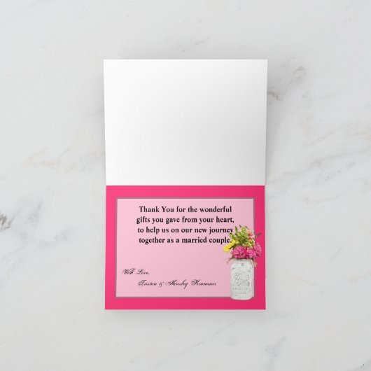 Faltt Dankeschön Card Mason Jars mit Wildblumen Dankeskarte (Innenseite)