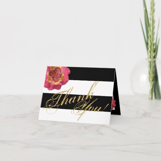 Faltt Dankeschön Karte Moderner Streifen Schwarz-w (Vorderseite)