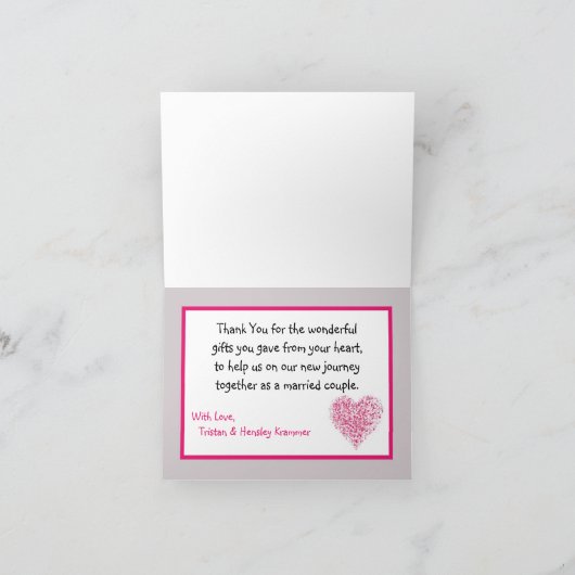 Faltt Dankeschön Karte Rosa Blütenblätter Blume (Innenseite)