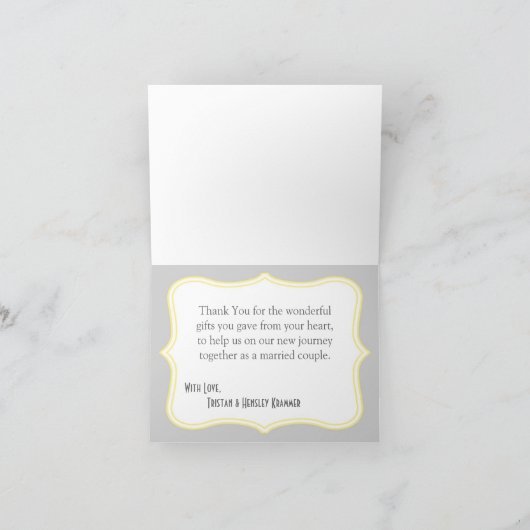 Faltt Dankeschön Zickzack Streifen grau gelb Dankeskarte (Innenseite)