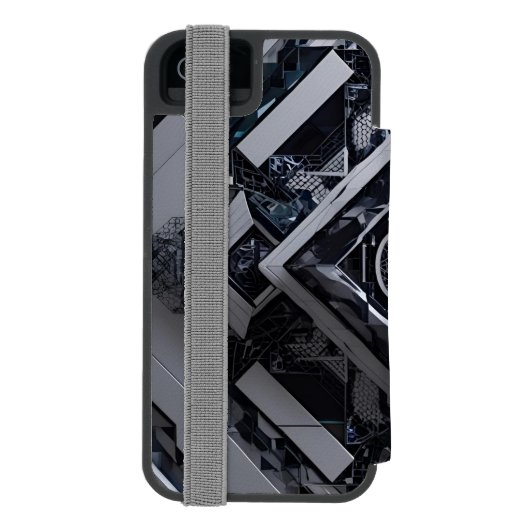 Faltziffer: Metastruktur im Eisenton Incipio iPhone Geldbeutel-Hülle (Folio Rückseite)