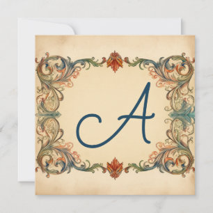 Falu Red, Green, Slate Grau: Mit Monogramm Note Ca Feiertagskarte