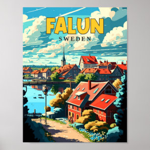 Falun Schweden Vintage-Reiseillustration Poster