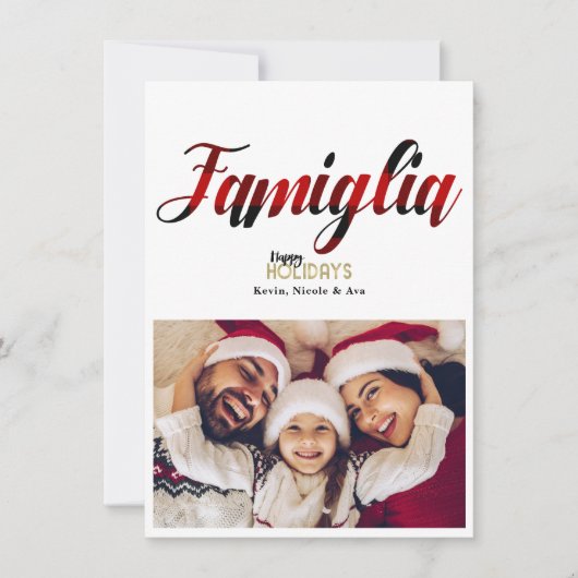Famiglia Kariert Weihnachts-Weihnachtsfotokarte Ro Einladung (Vorderseite)