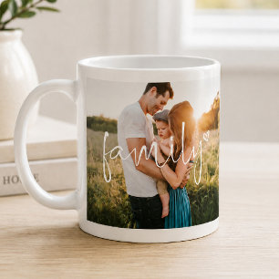 Famiily 2-Photo Moderner Kalligrafie-Herzbecher Kaffeetasse