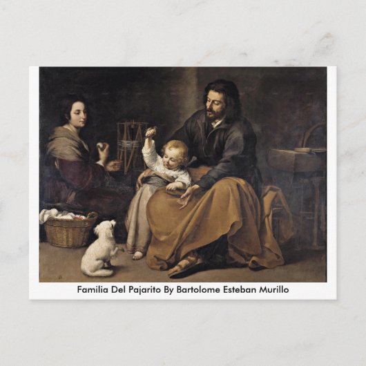 Familia Del Pajarito von Bartolome Esteban Murillo Postkarte (Vorderseite)