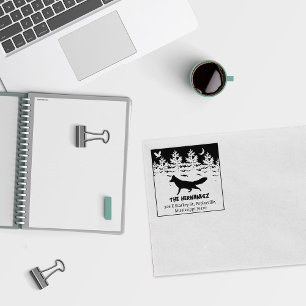Familiäre Rücksendeadresse von Custom Forest Wolf Gummistempel