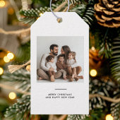 Familiäres Foto & Merry and Bright Minimalistisch Geschenkanhänger