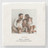 Familiäres Foto & Merry and Bright Minimalistisch Steinuntersetzer (Vorderseite)