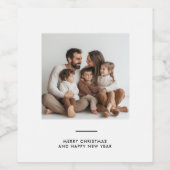 Familiäres Foto & Merry and Bright Minimalistisch Weinetikett (Einzelnes Label)