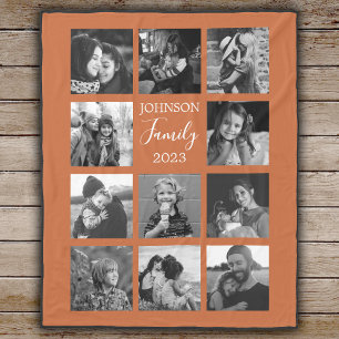 Familie 11 Foto Burnt Orange Fleece Blanket