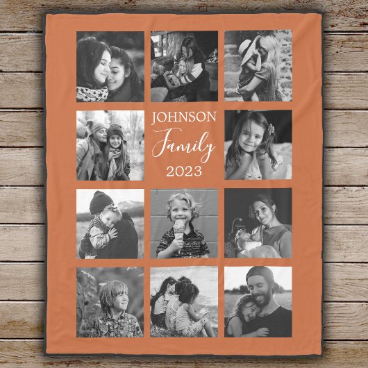 Familie 11 Foto Burnt Orange Fleece Blanket