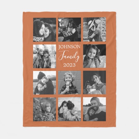 Familie 11 Foto Burnt Orange Fleece Blanket (Vorderseite)
